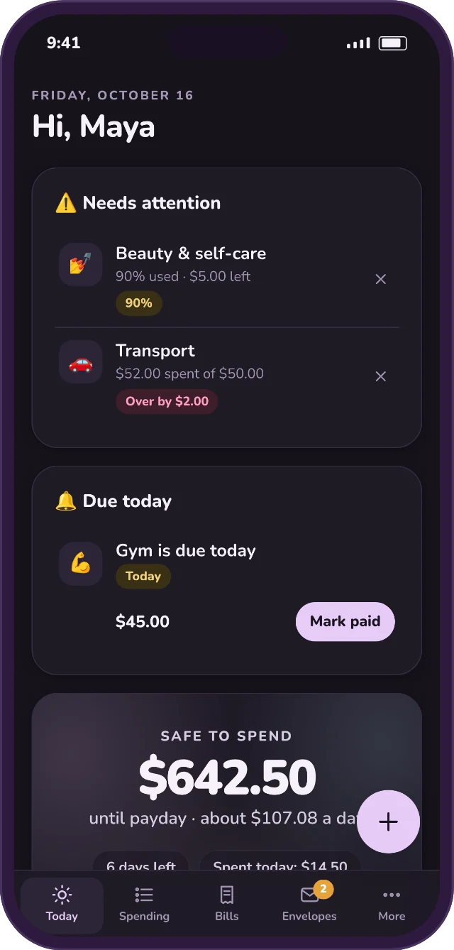 The planner in the Dark theme