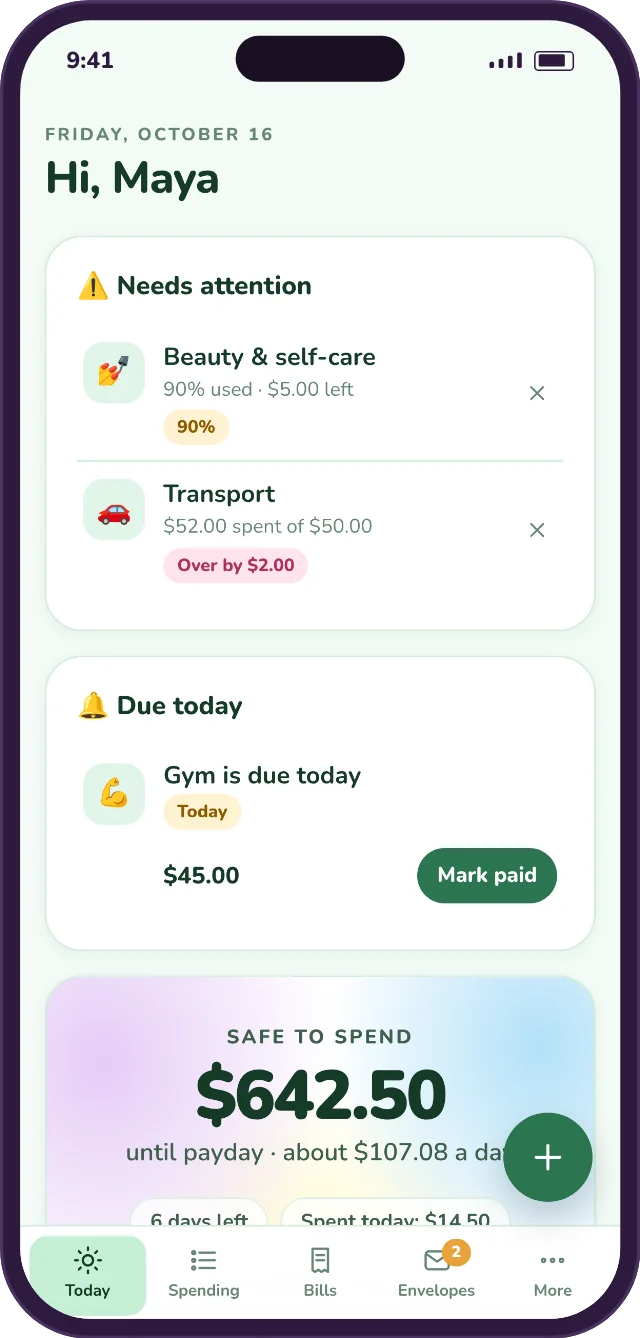 The planner in the Mint theme