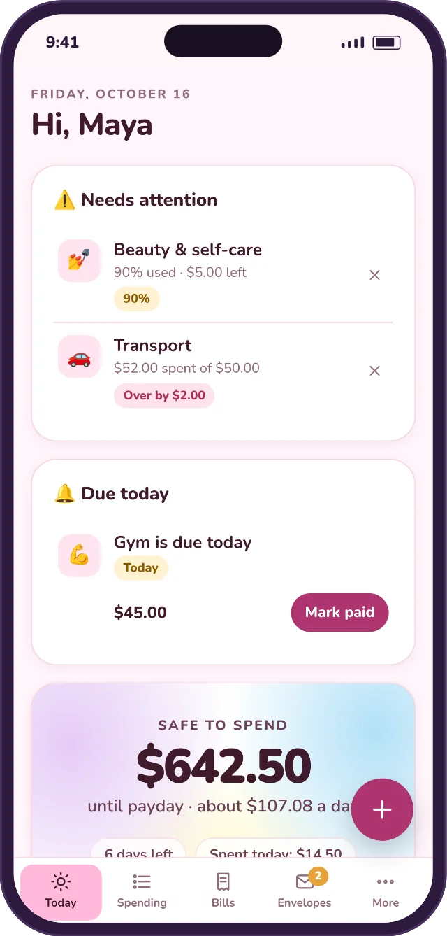 The planner in the Pink theme